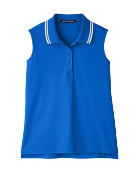 Devon & Jones® CrownLux Performance Ladies Plaited Tipped Sleeveless Polo