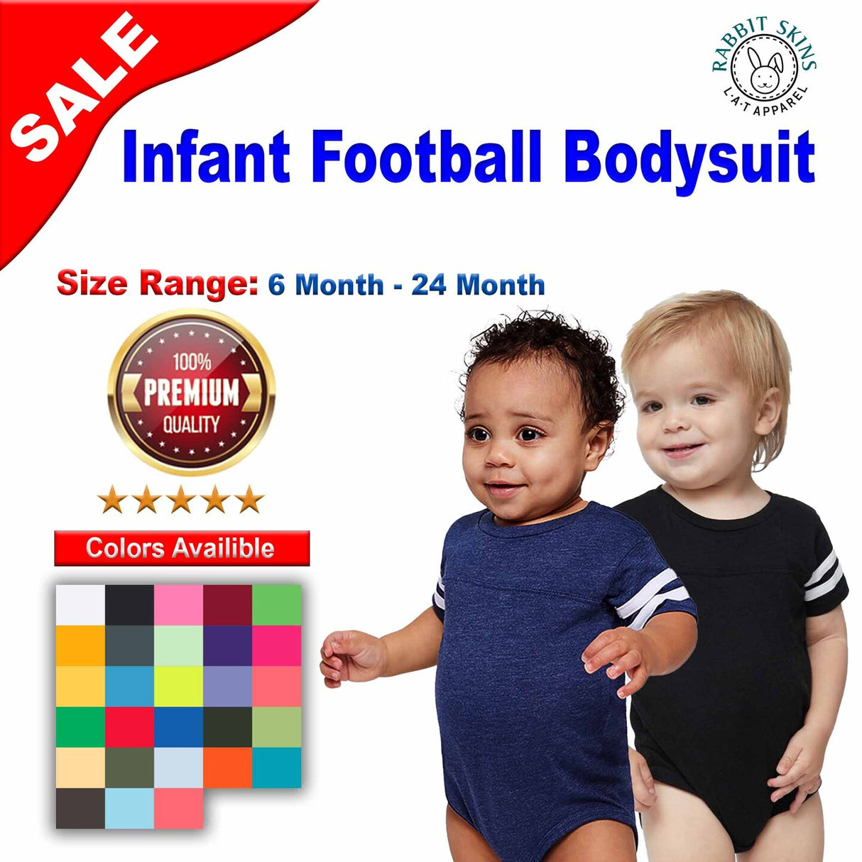 RADYAN® Infant Football Classic Crew Neck Short Sleeve Bodysuit