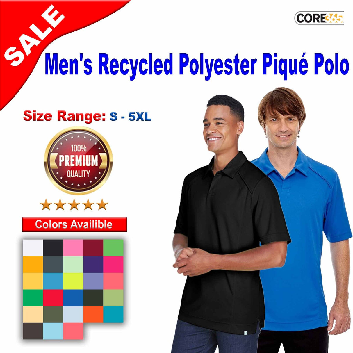 North End® Men's Recycled Polyester Performance Piqué Polo