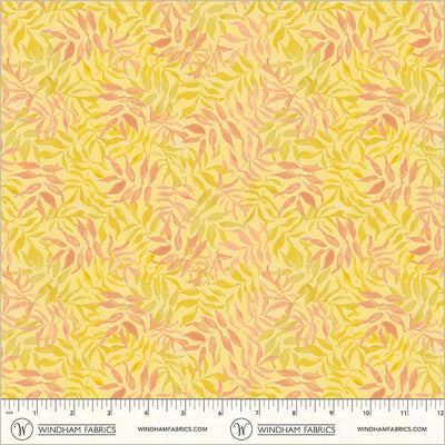 Cotton Floral Fabric Aviva Foliage Sunshine 44/45"