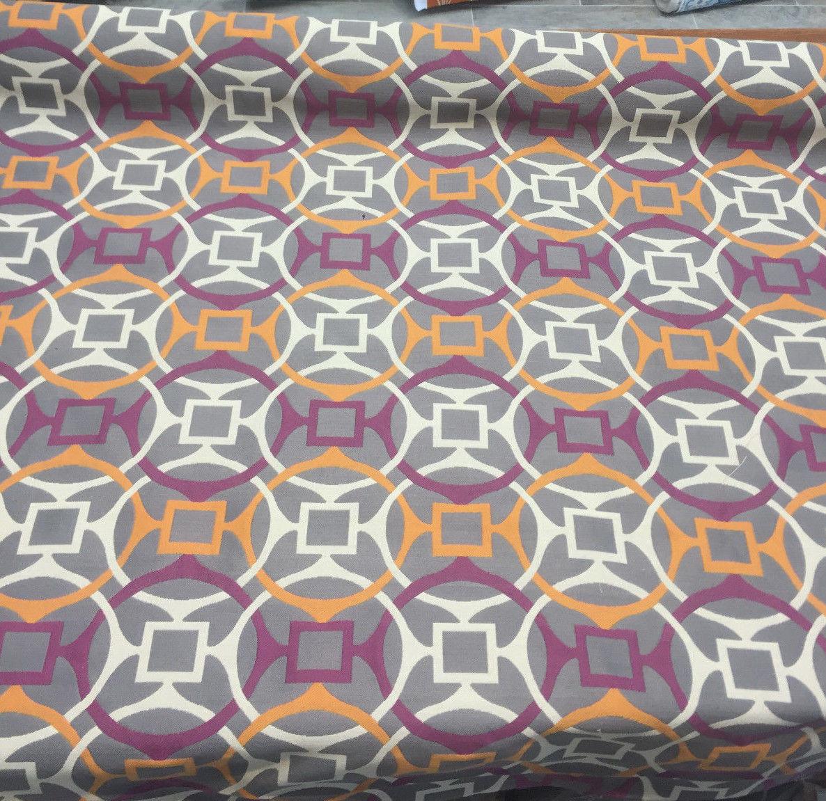 P Kaufmann Astro Jacquard Upholstery Fabric - Orange, Purple, White, 55" Width (1 Yard)