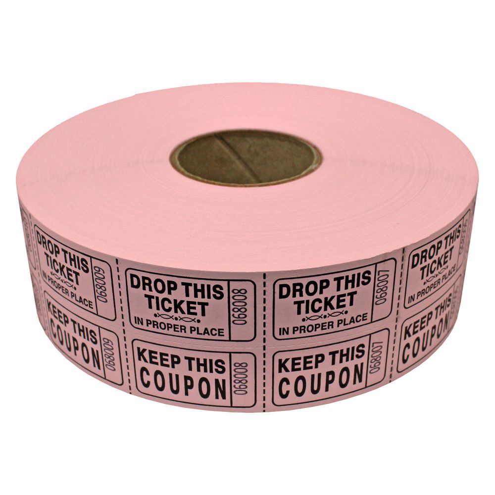 Double Roll Raffle Tickets – Coupon Tickets (2000/Roll) – Available in 8 Colors: Red, Blue, Green, Yellow, Orange, Purple, Pink & White