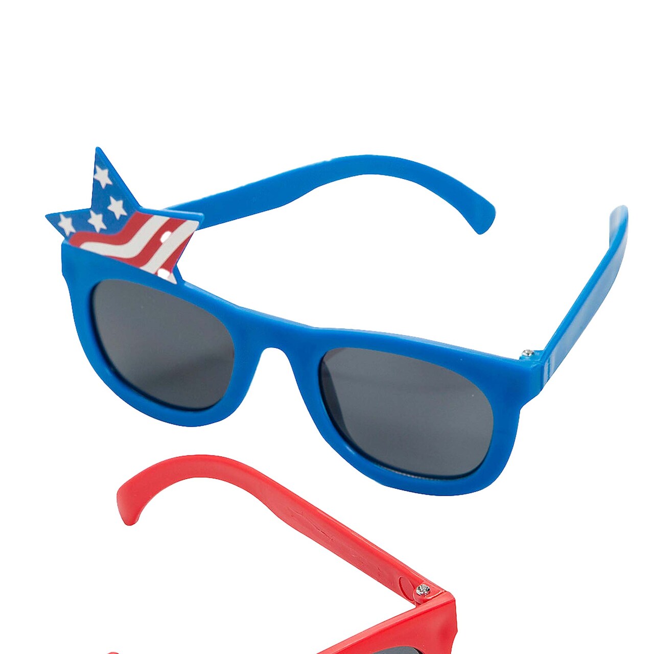 5" x 2 3/4" Kids Patriotic Star Red & Blue Plastic Novelty Sunglasses 12 Pieces