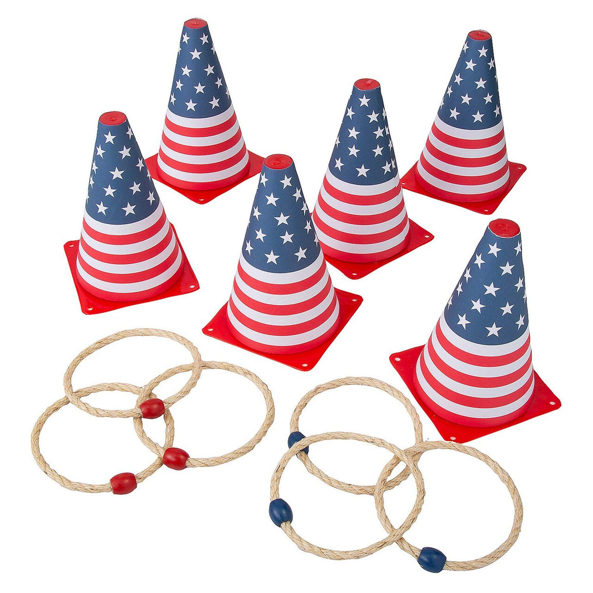 5 1/4" x 8" Patriotic USA Flag Cone Ring Toss Game - 12 Pieces