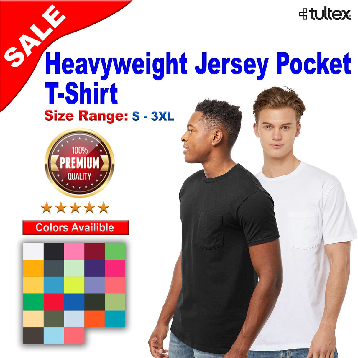 Tultex® Heavyweight Jersey Pocket Crew Neck Short SleeveT-Shirt