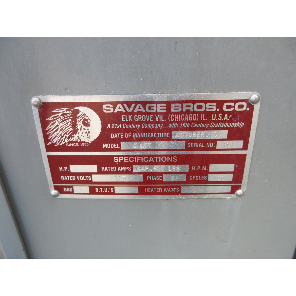 Savage CLTT Bowl Lift Truck, Used Excellent Condition