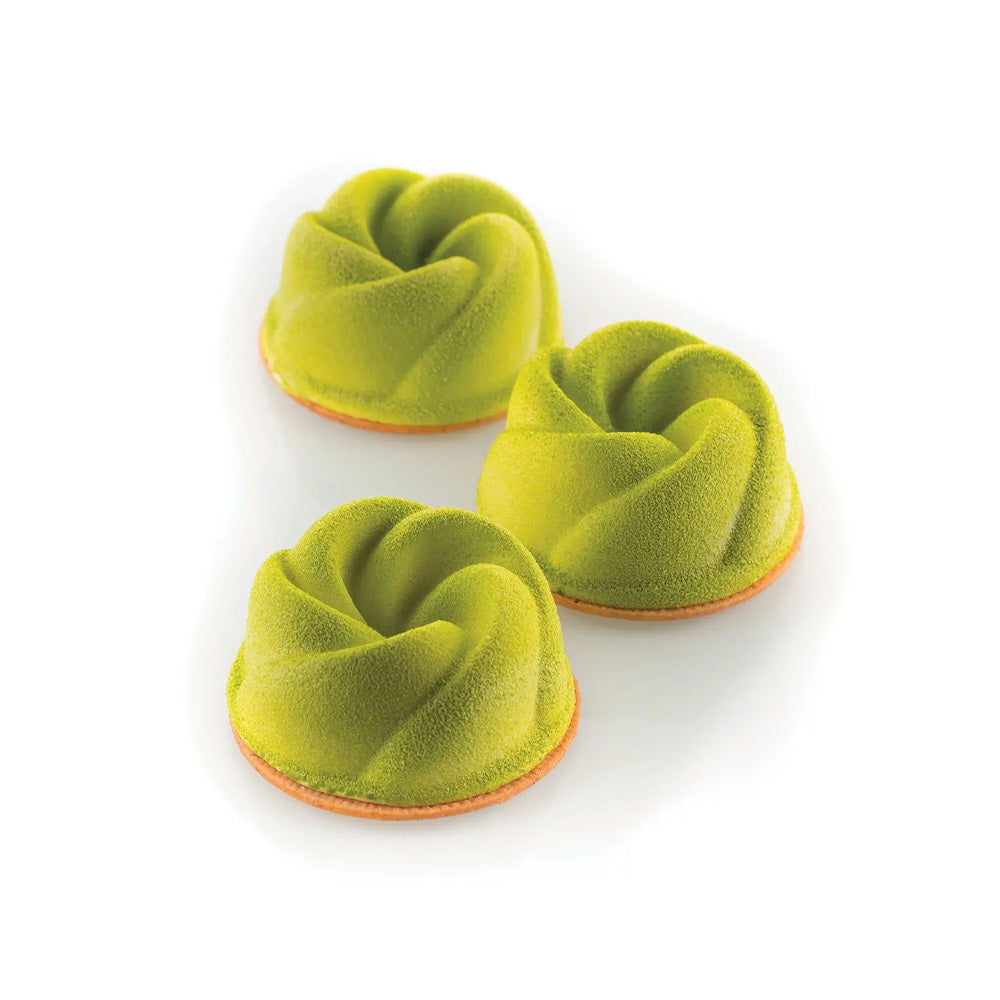 Silikomart Silicone Bake Mold Vertigo Shape 3.7 Oz, 3" Dia. x 1.5" H, 6 Cavities