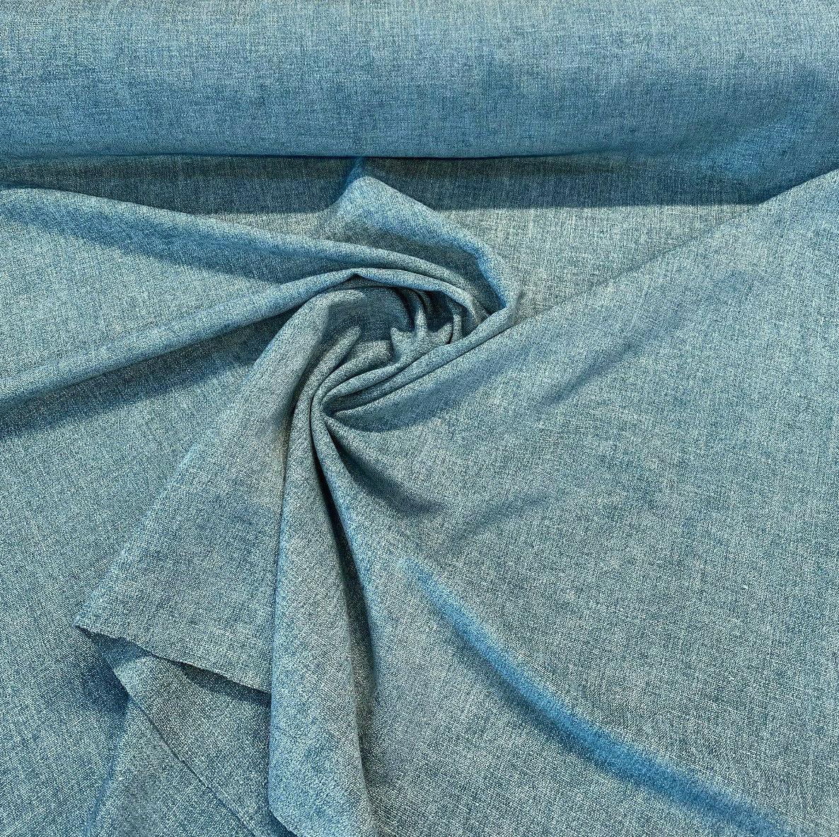 Mitchelle Soft Chenille Upholstery Fabric - Teal Ocean Heathered Solid, 54" Width (1 Yard)