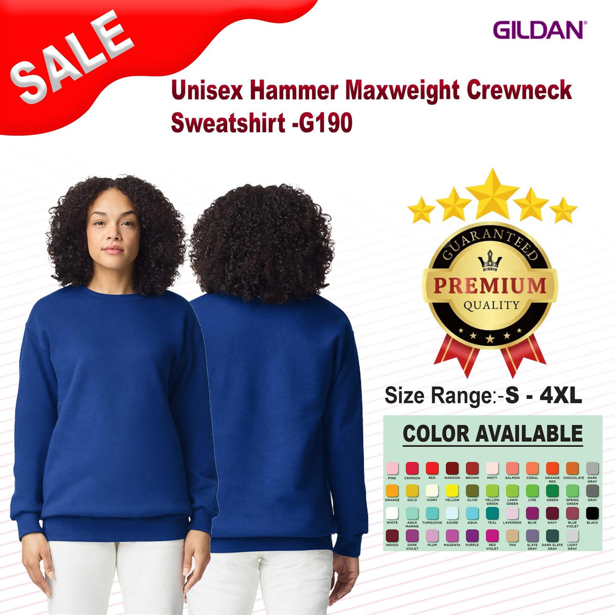 Gildan® Hammer Maxweight Long Sleeve Crewneck Soft, Durable, and Classic Fit Sweatshirt