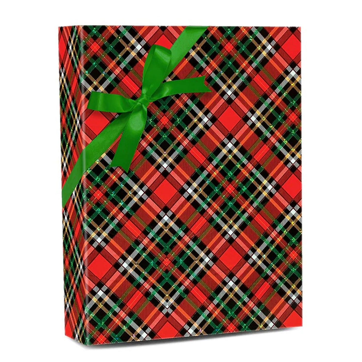 Plaid Christmas Wrapping Paper Red / Gold Holographic Plaid 24'' × 208'