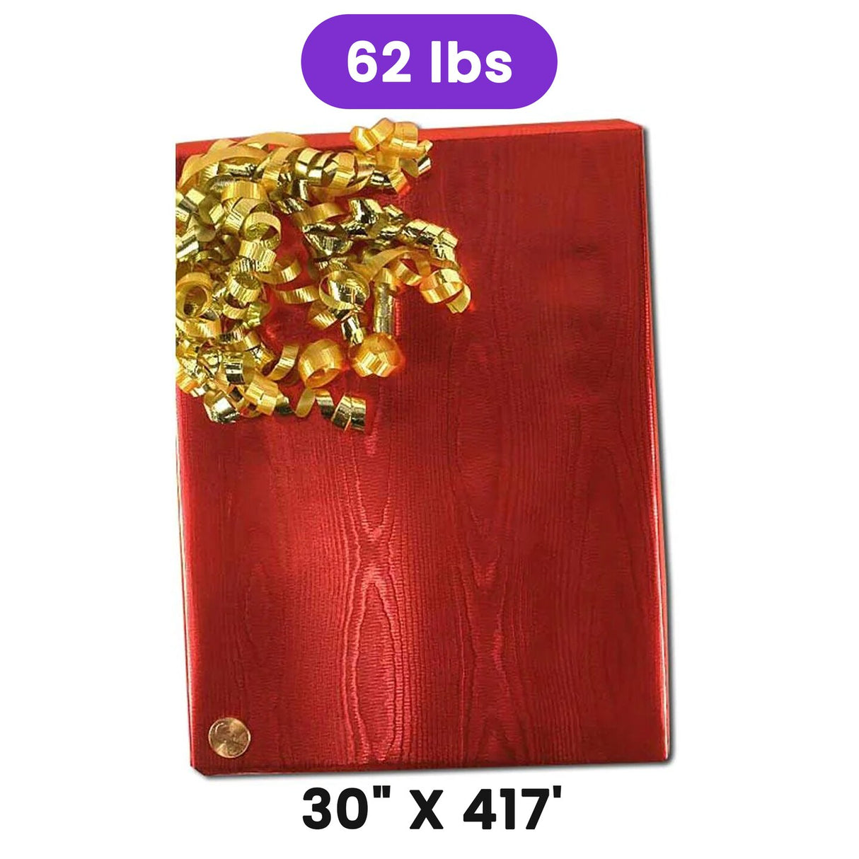 Red Watercolor Embossed Metallic Wrapping Paper 30" x 417" Roll