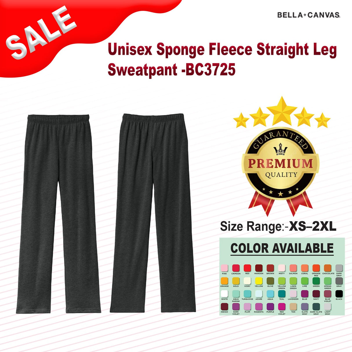 BELLA+CANVAS® Unisex Sponge Fleece Straight Leg Sweatpant