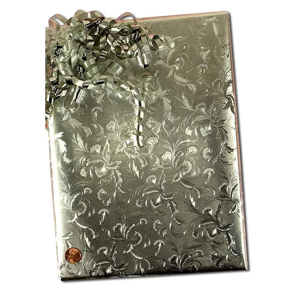 Silver Large Floral Embossed Metallic Wrapping Paper 24" x 417" Roll