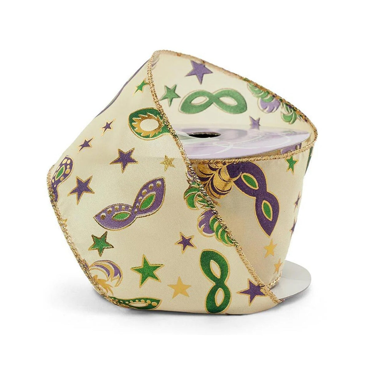Mardi Gras Mask Wired Ribbon 2.5" x 10 Yards