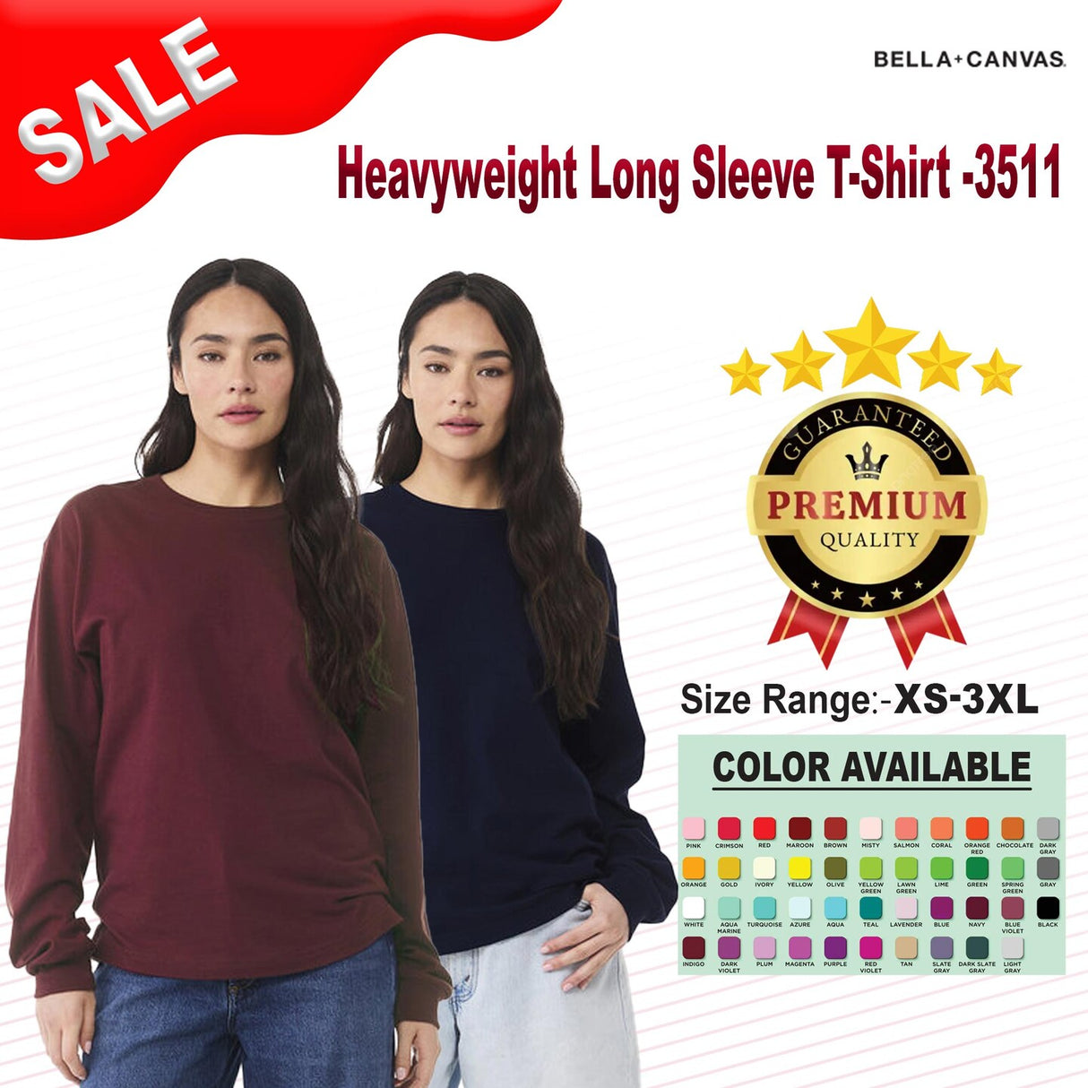 BELLA + CANVAS® Unisex Heavyweight Long Sleeve T-Shirt