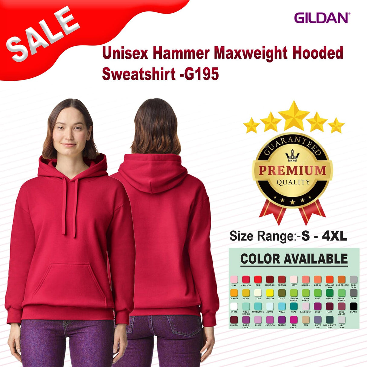 Gildan® Unisex Hammer Max weight Hooded Sweatshirt
