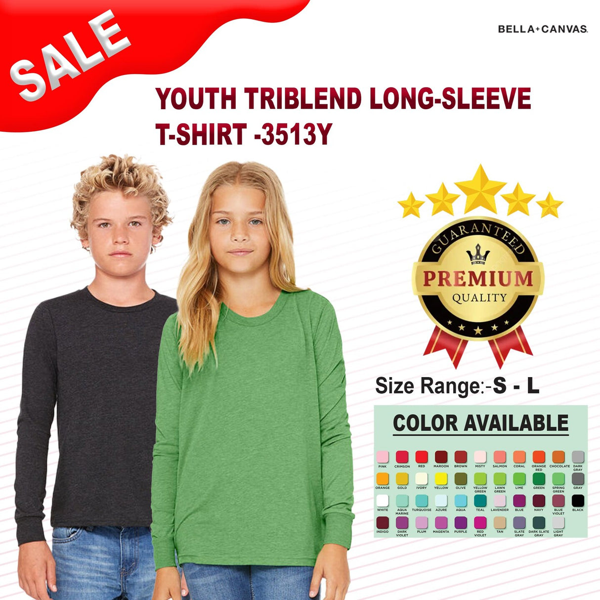 Bella + Canvas® Youth Triblend Long-Sleeve T-Shirt
