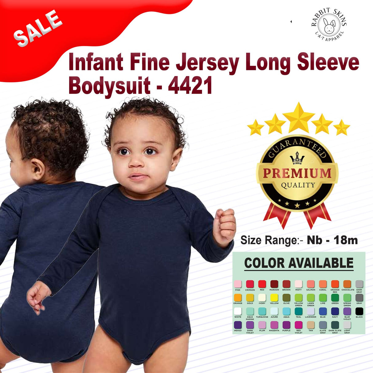 RADYAN® Infant Fine Jersey Long Sleeve Bodysuit