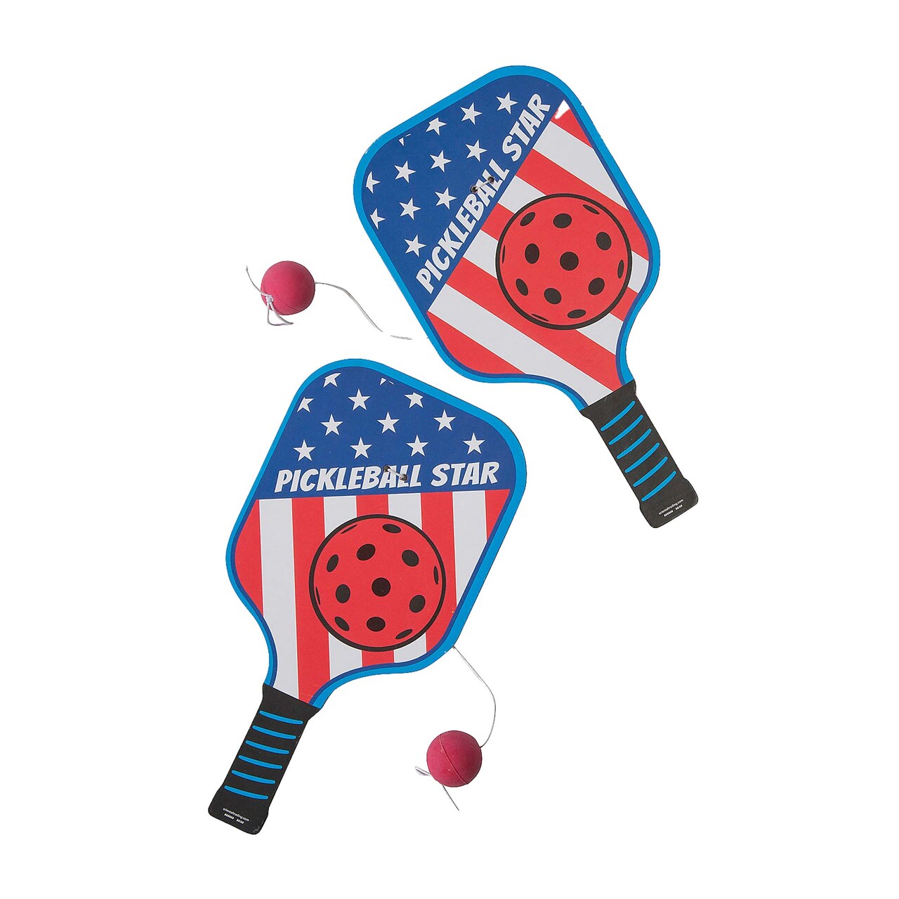 4 3/4" x 9" Patriotic Pickleball Wooden Paddleball Games 12 Pc.