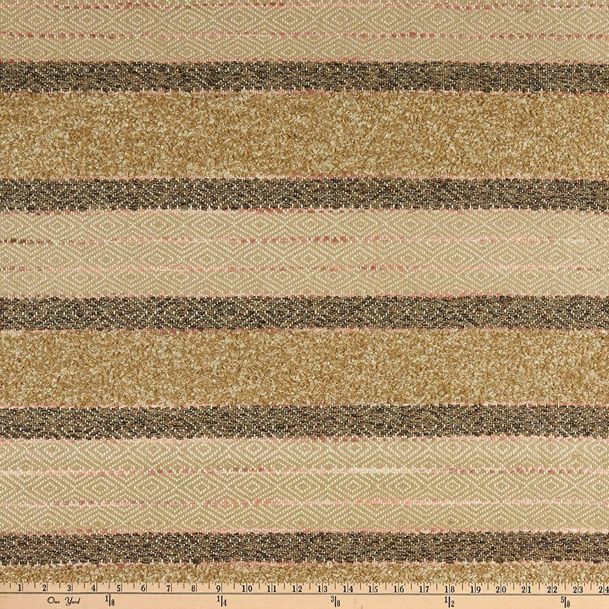 P Kaufmann Woven Path Jacquard Fabric - Desert Pink, Linen Background With Pink And Brown Hints, 54" Width (1 Yard)