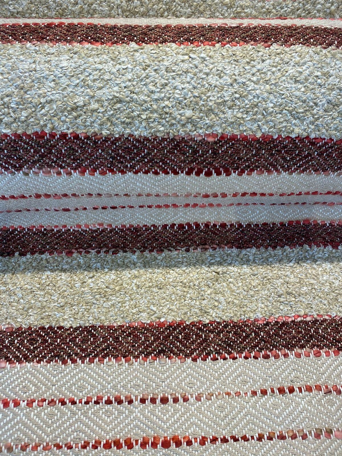 P Kaufmann Woven Path Jacquard Fabric - Cinnabar Red, Linen Background With Pink And Brown Hints, 54" Width (1 Yard)