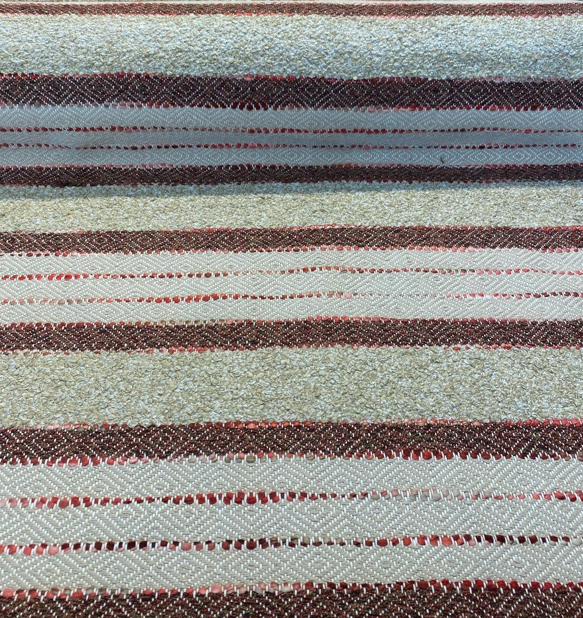 P Kaufmann Woven Path Jacquard Fabric - Cinnabar Red, Linen Background With Pink And Brown Hints, 54" Width (1 Yard)