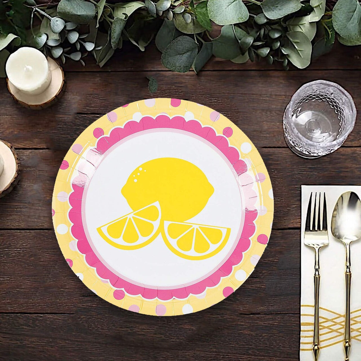 8 Ct. Lemonade Party Dinner Plates Bright Citrus Summer Theme