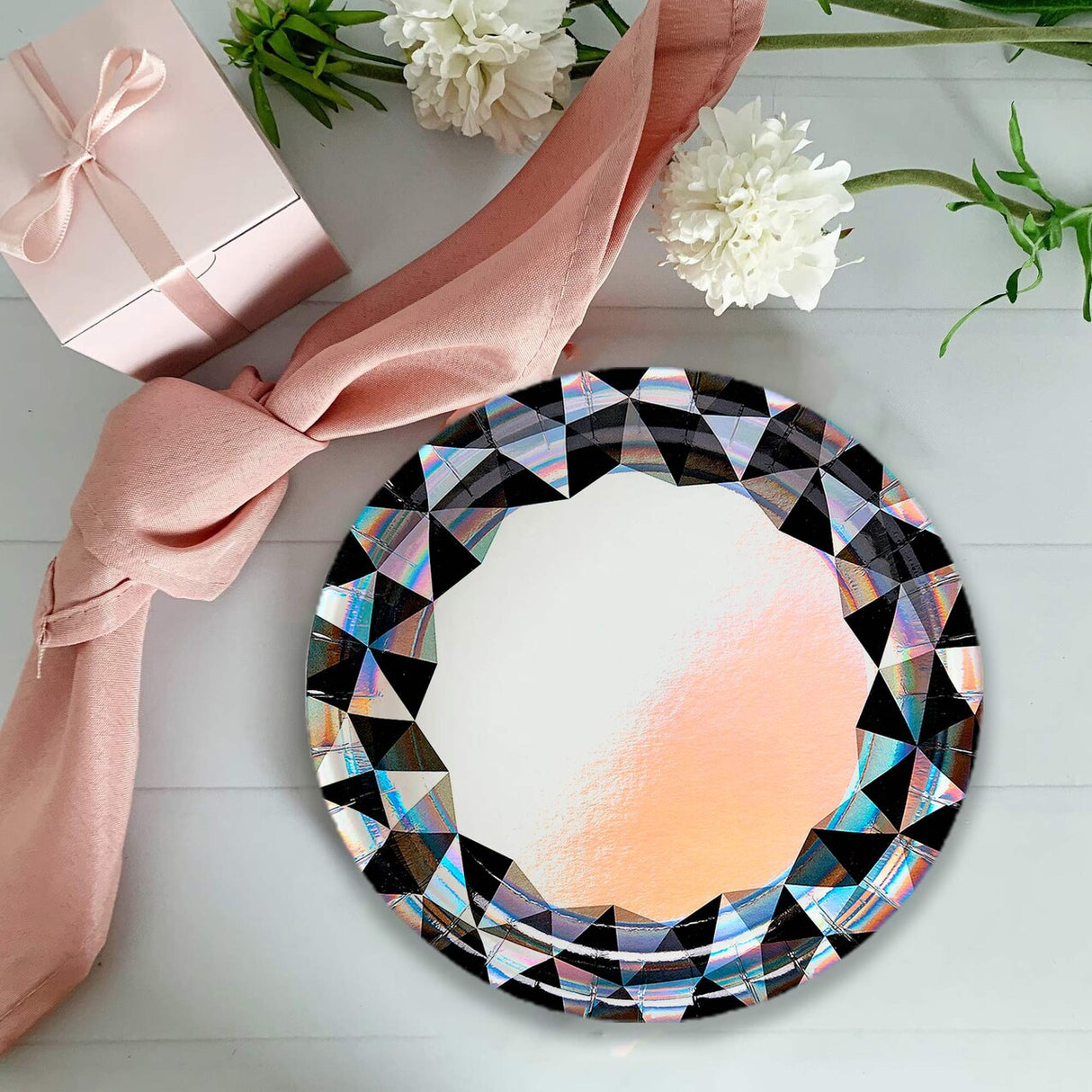 8 Count Garden Party Floral Paper Dessert Plates 7-Inch Disposable Plates with Watercolor Flower Design