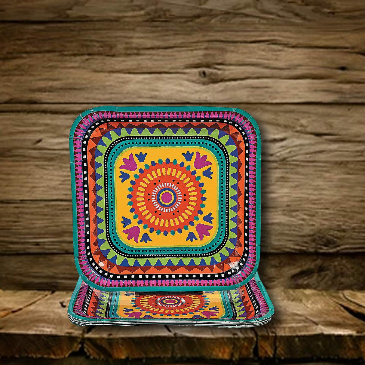 8 Count Fiesta Theme Disposable Paper Dinner Plates 9"
