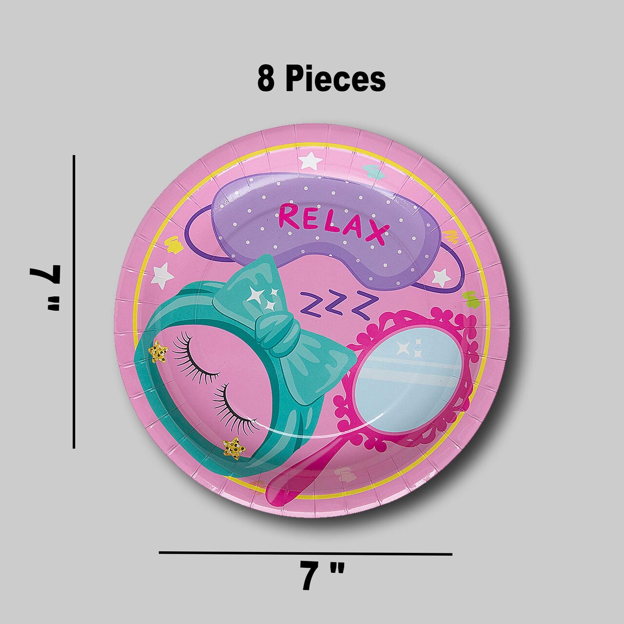 8 Ct. Spa Party Dessert Plates Pink 7" Round Paper Plates