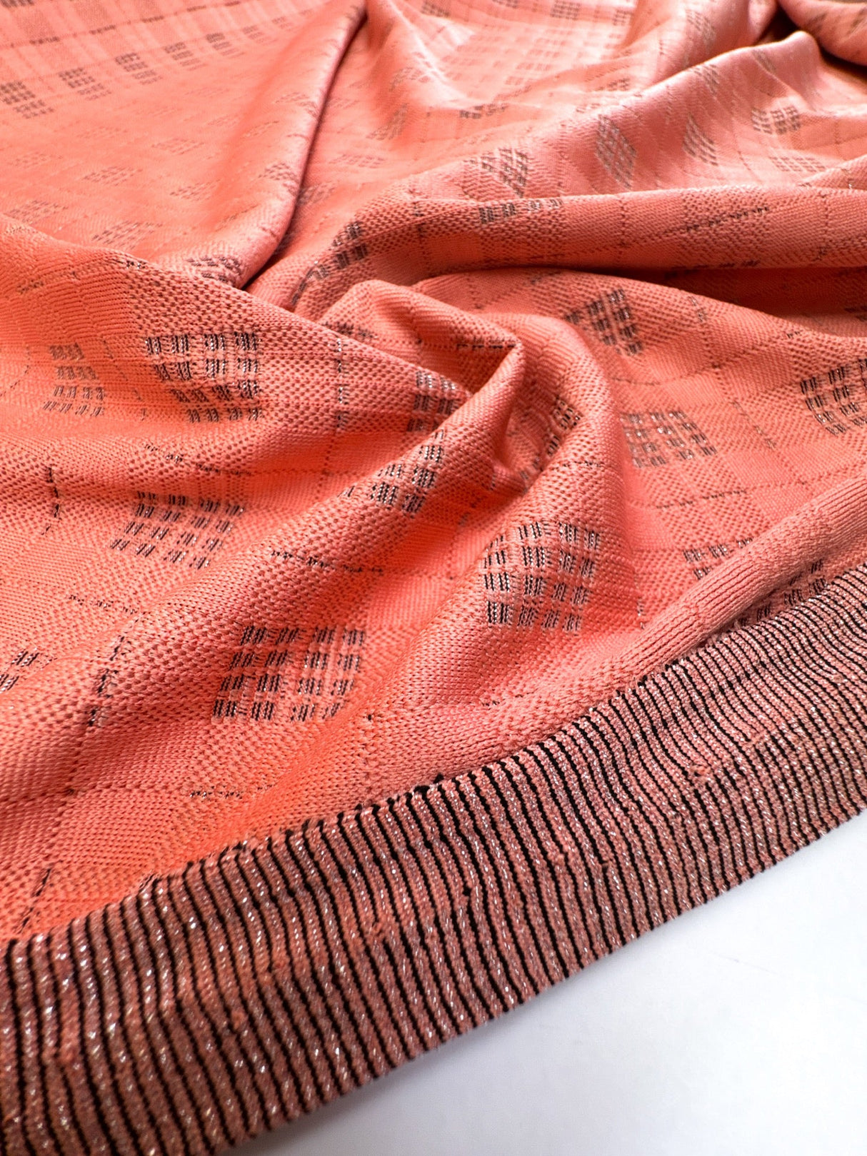 Polyamide Elastane Lurex Jacquard Checked Silver