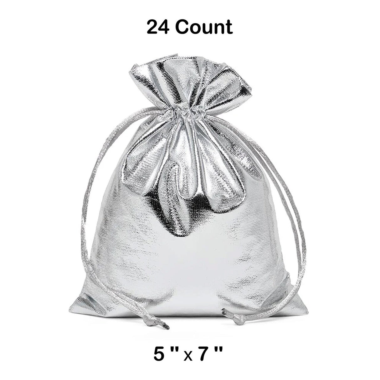 Metallic Lame Bags 5 '' x 7 '' Silver Color 12 EACH / PACKAGE