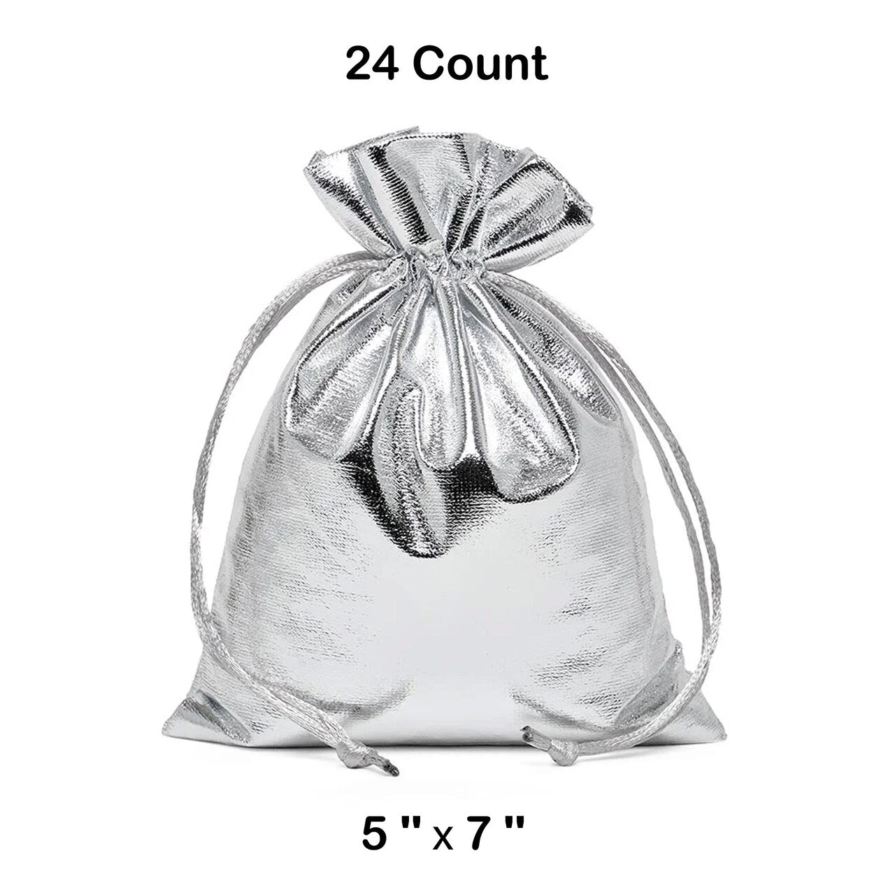Metallic Lame Bags 5 '' x 7 '' Silver Color 12 EACH / PACKAGE