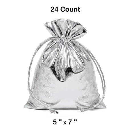 Metallic Lame Bags 5 '' x 7 '' Silver Color 12 EACH / PACKAGE