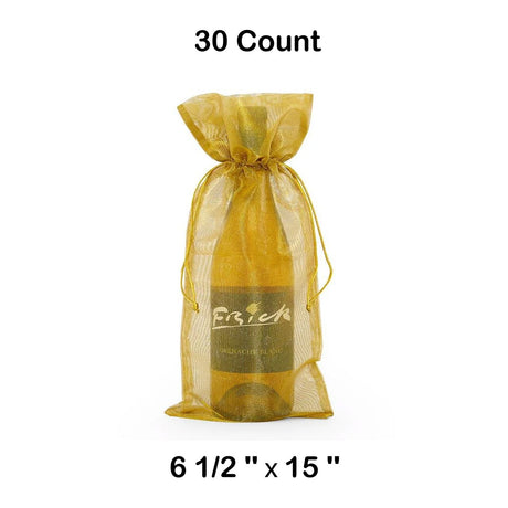 Metallic Fabric Wine Bags 6 1/2 '' x 15 '' Metallic Gold Color 10 EACH / PACKAGE