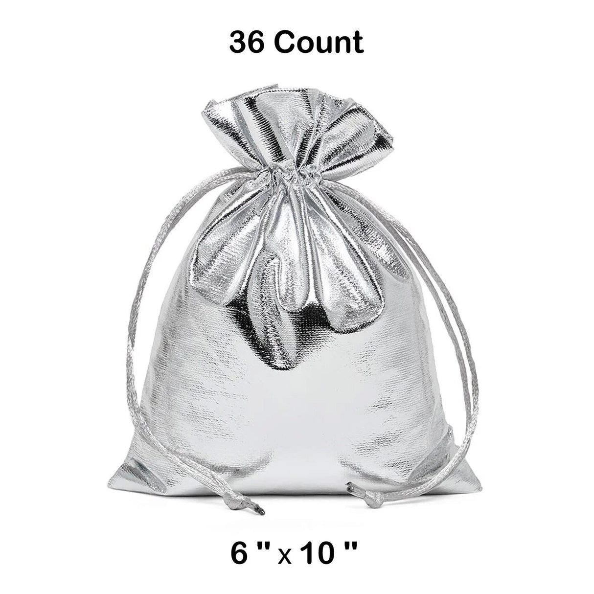 Metallic Lame Bags 6 '' x 10 '' Silver Color 12 EACH / PACKAGE