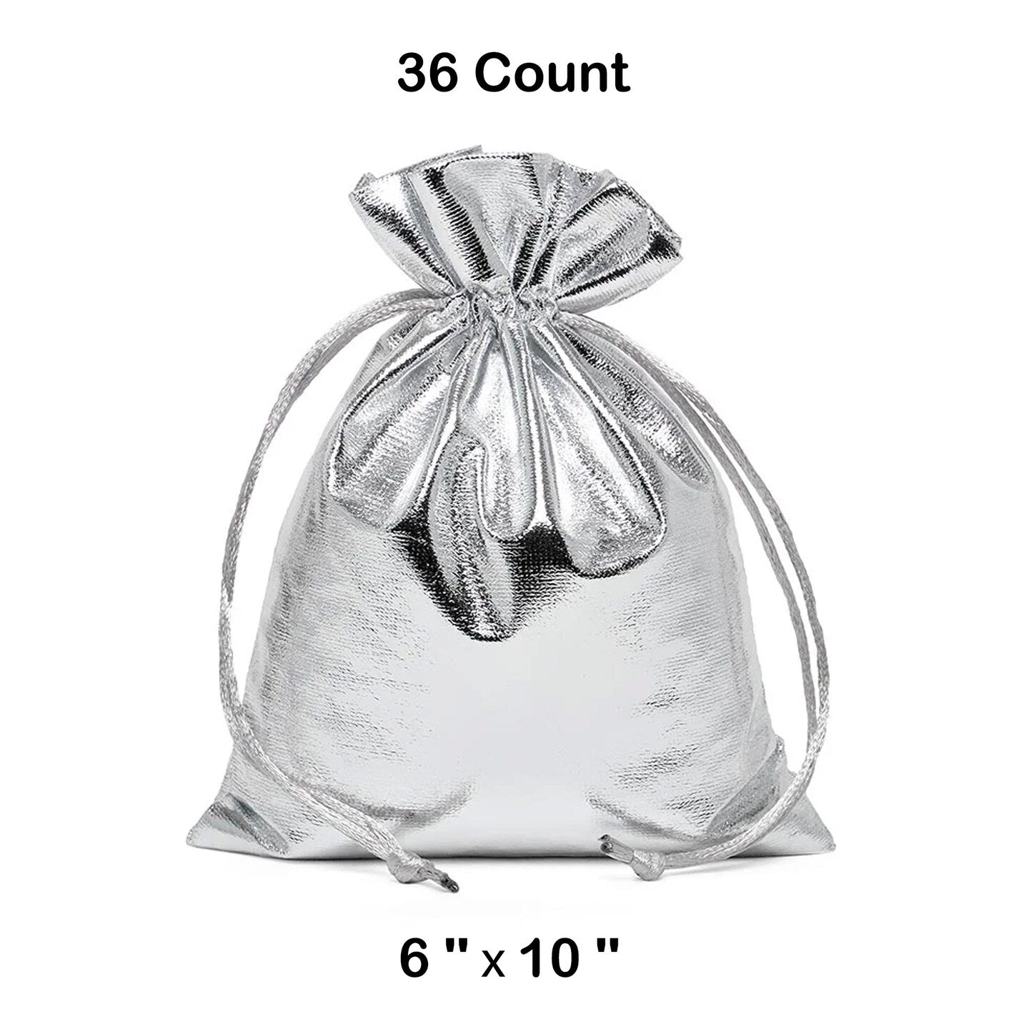 Metallic Lame Bags 6 '' x 10 '' Silver Color 12 EACH / PACKAGE