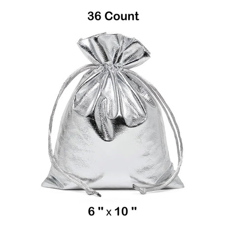 Metallic Lame Bags 6 '' x 10 '' Silver Color 12 EACH / PACKAGE