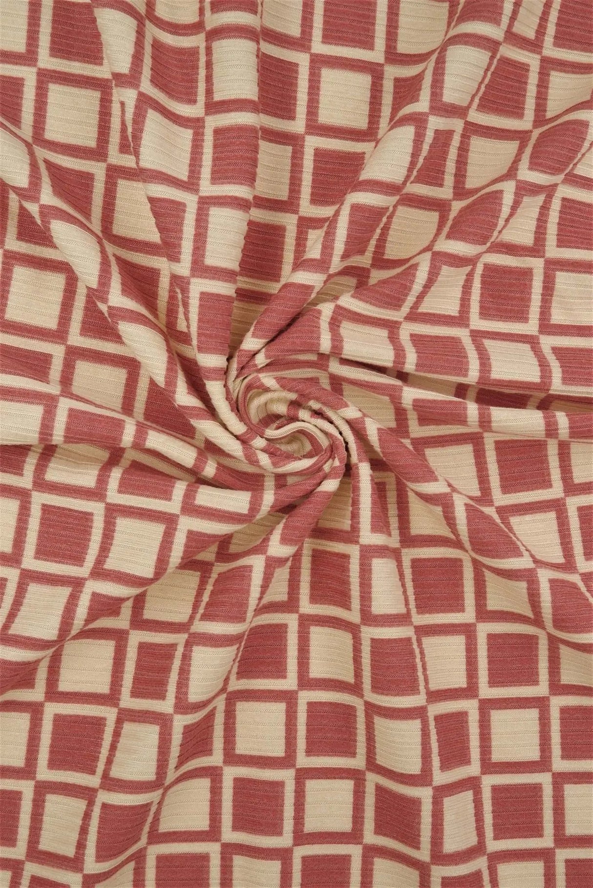 1 Yard Geo Checker 4X2 Yummy Rib Knit Fabric Stretch 58/60 Inches Wide