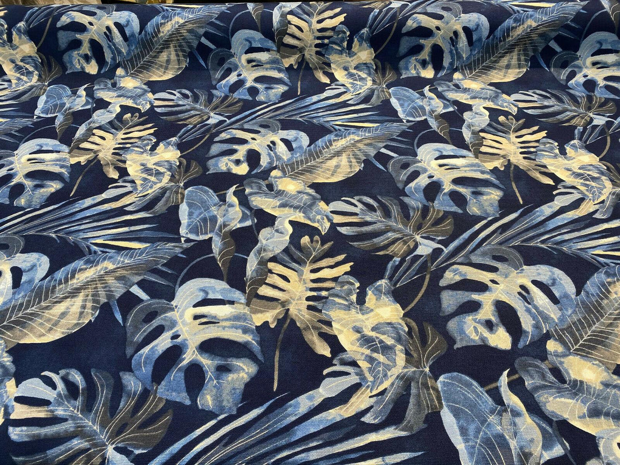 Waverly Falling Fronds Cotton Fabric - Night Swim Tropical Leaf Print, 54" Width (1 Yard)