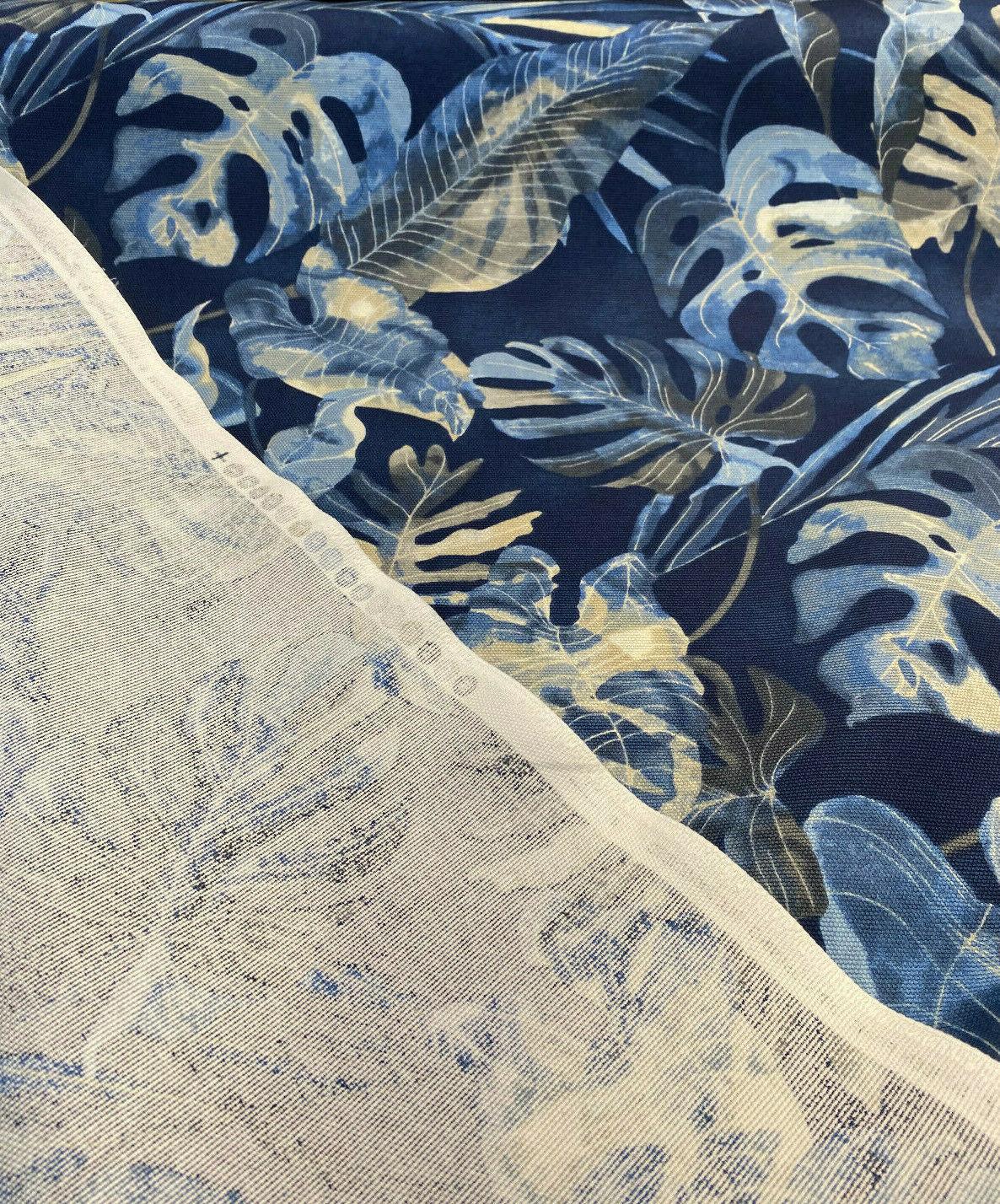 Waverly Falling Fronds Cotton Fabric - Night Swim Tropical Leaf Print, 54" Width (1 Yard)