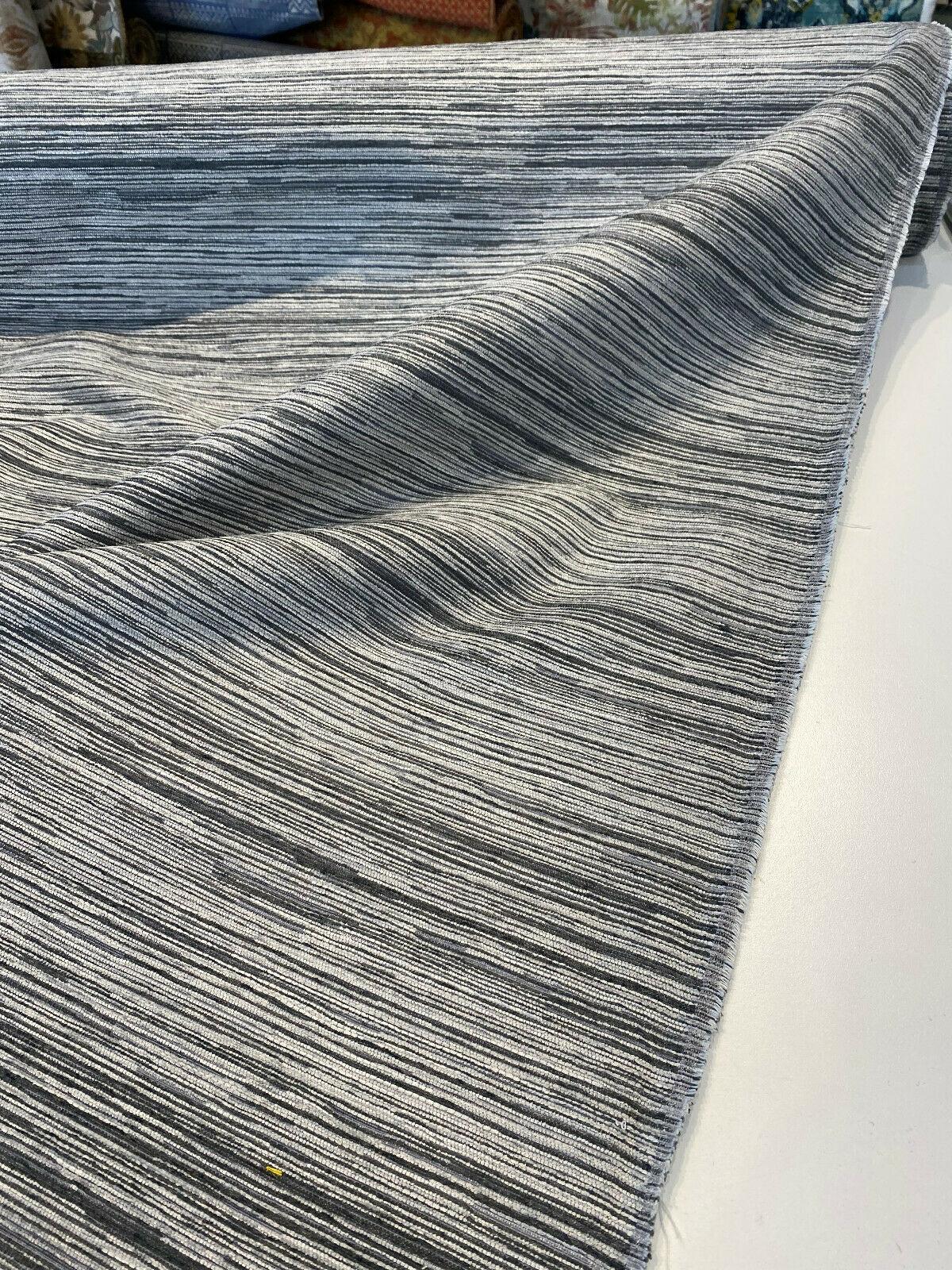Calabria Shale Ribbed Chenille Upholstery Fabric - Grey Textured Ribbed, 56" Width (1 Yard)