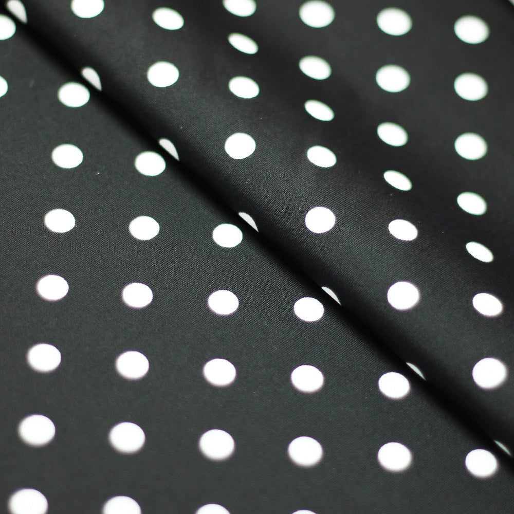Polka Dots Nylon Spandex Fabric - Multiple Colors Small White Dots, 58/60" Width (1 Yard)