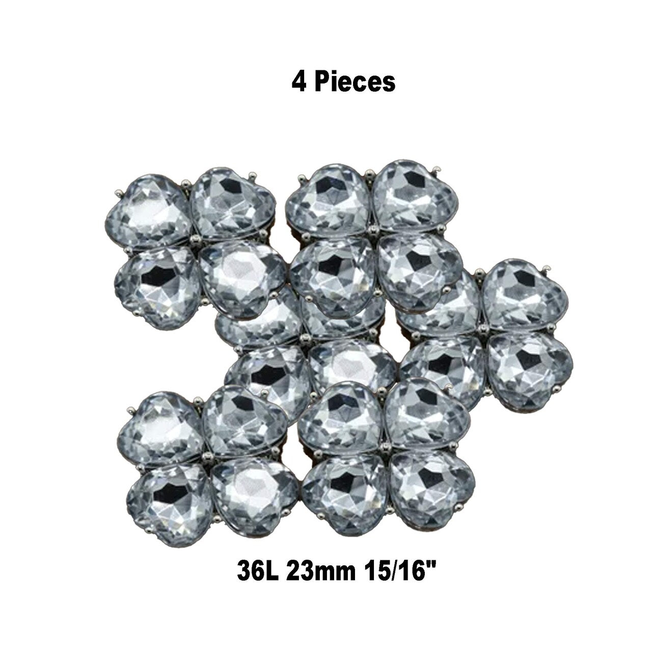 4 Pieces Clear Acrylic Flower Buttons 15/16 Inch
