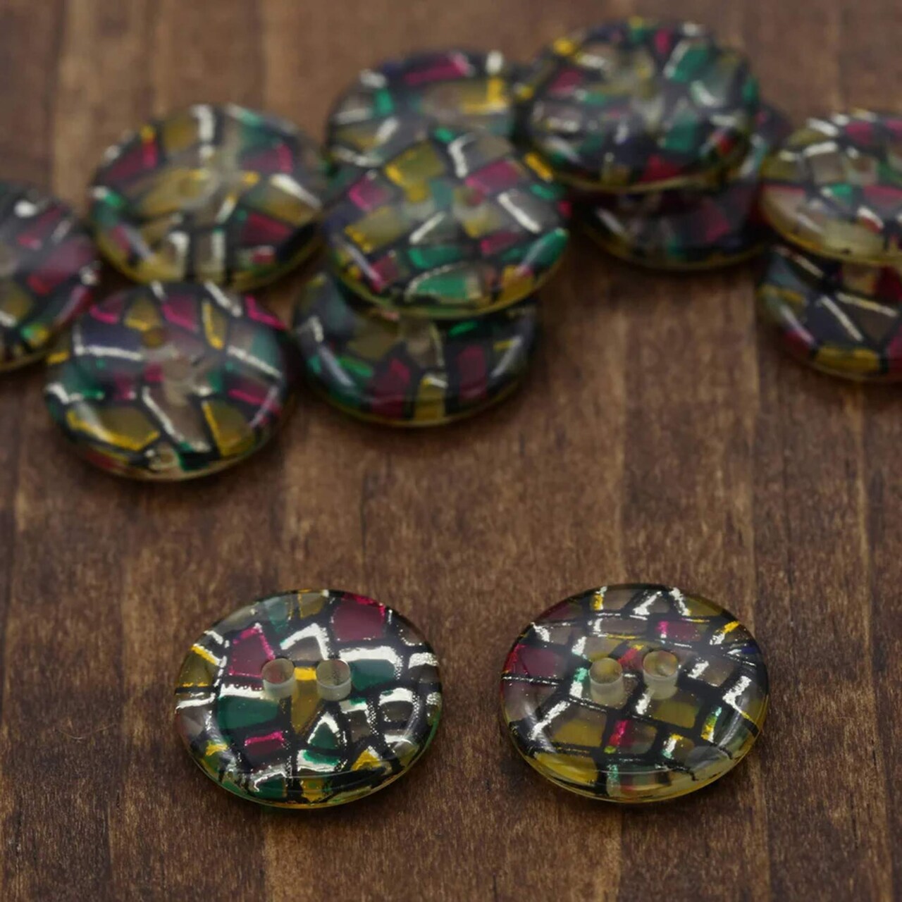 4 Pieces Colorful Gold Glitter Art Deco Shards Buttons 1.125 Inch