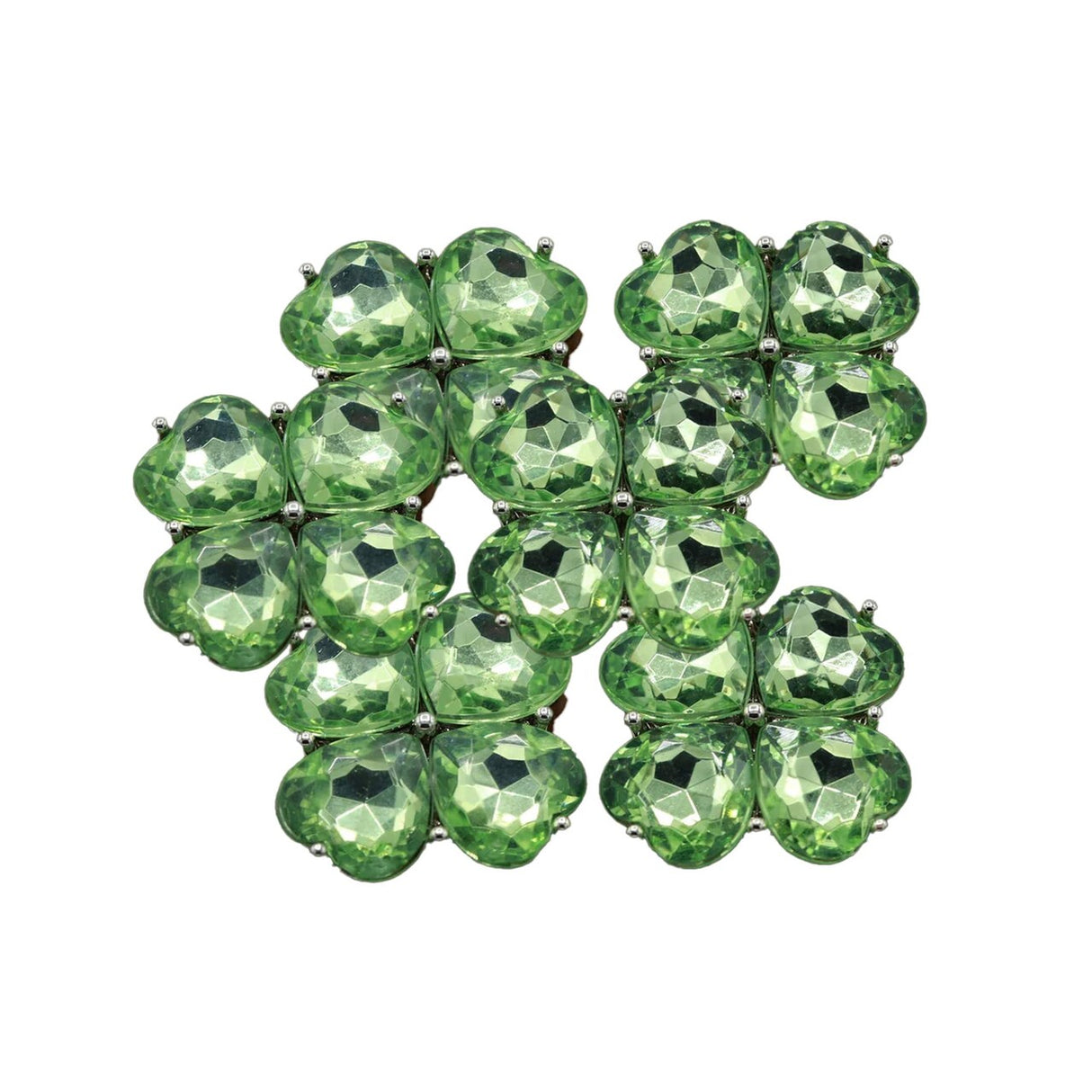 4 Pieces Green Acrylic Flower Buttons 15/16 Inch