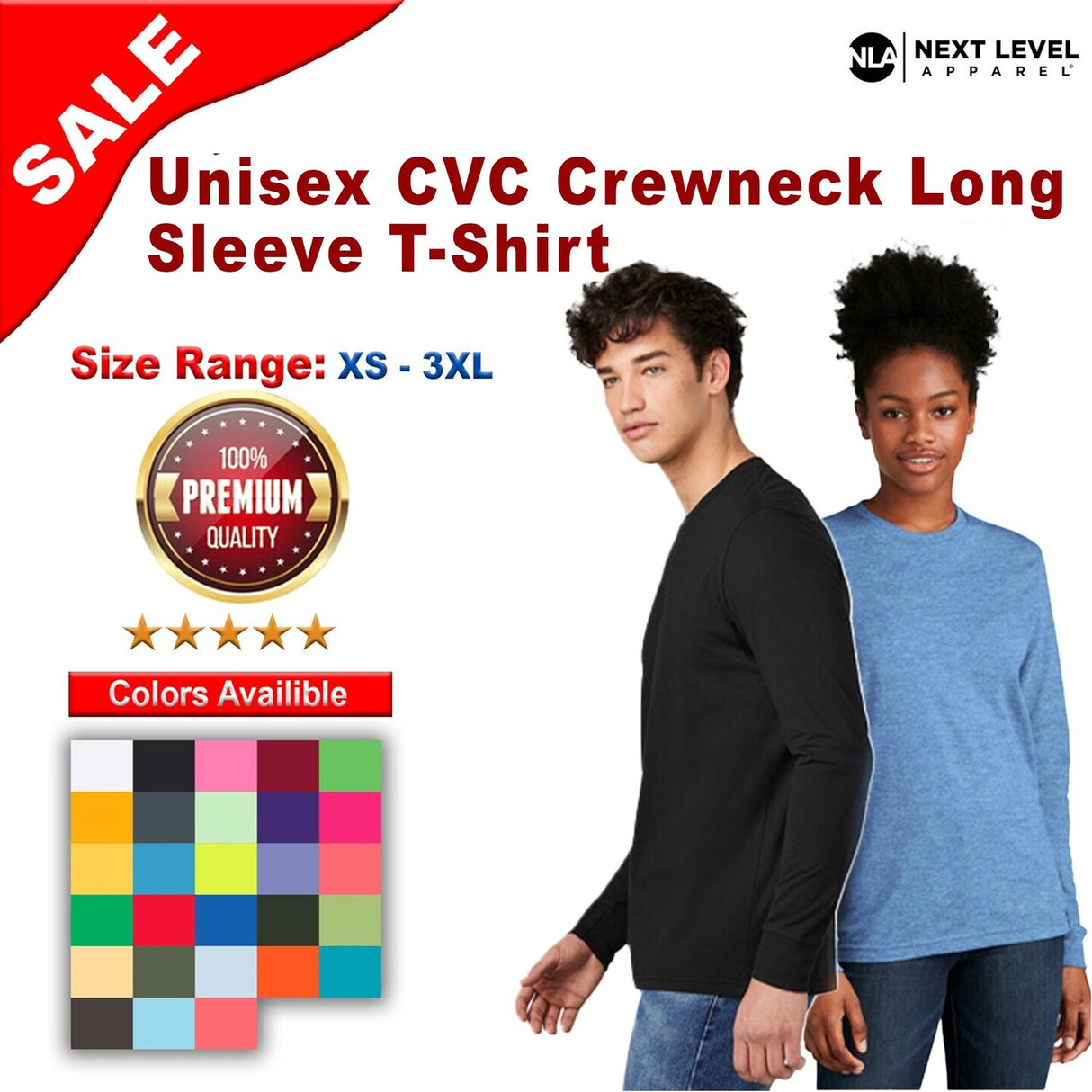 Next Level® Unisex CVC Crewneck Long Sleeve T-Shirt