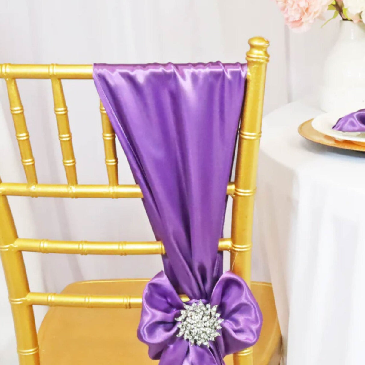 10 Pieces Victoria Lilac Satin Chair Bands, 8"x108" Soft Elegant Event Sashes
