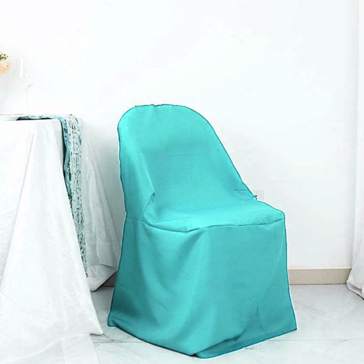 1 Piece Tiff Blue Polyester Chair Cover for Stylish Folding Seating