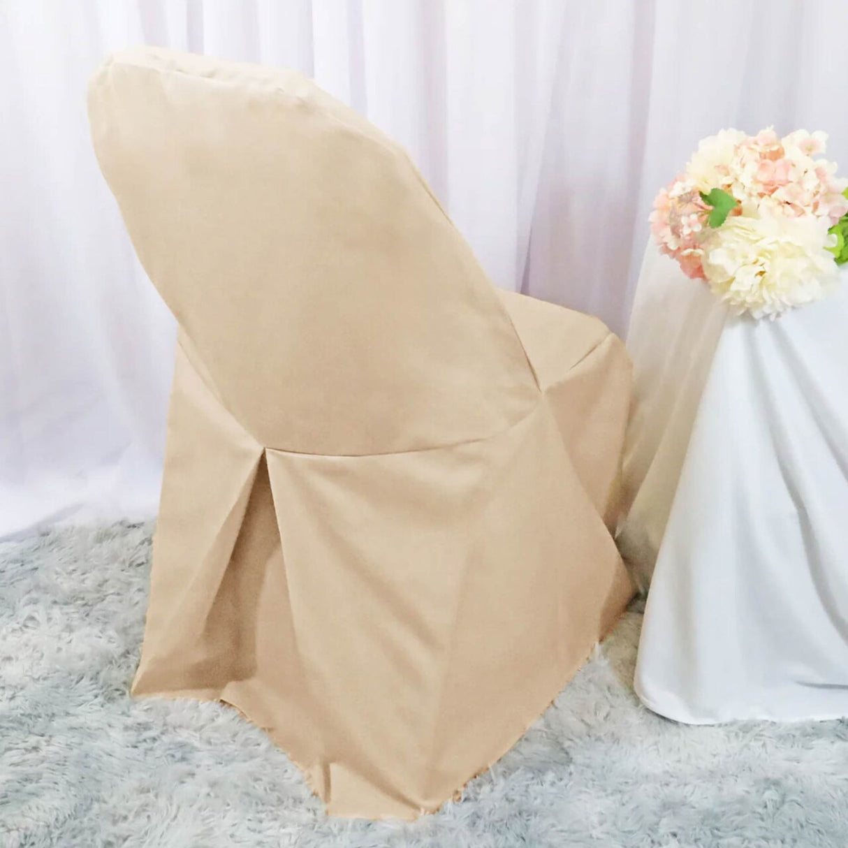 1 Piece Champagne Polyester Chair Cover for Elegant Folding Seating